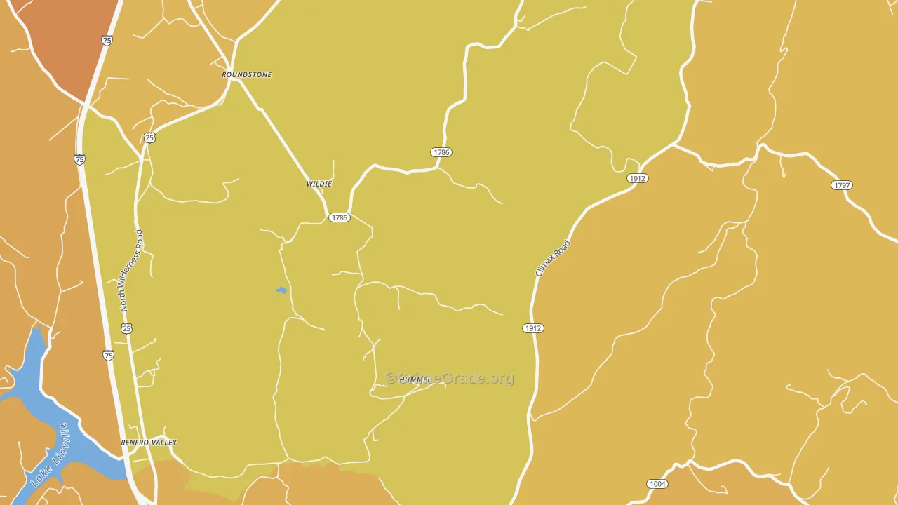 Wildie, KY Map of Vandalism Rates