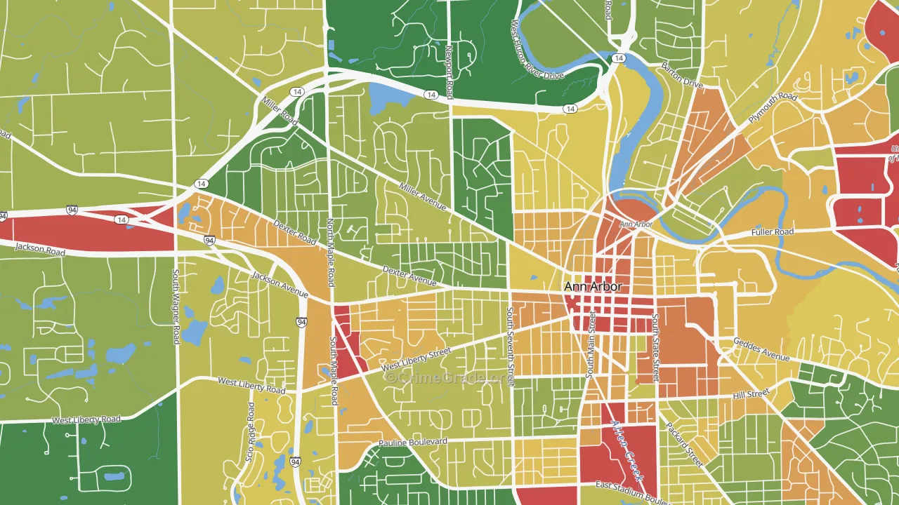 Wildwood, Ann Arbor, MI Map of Vandalism Rates