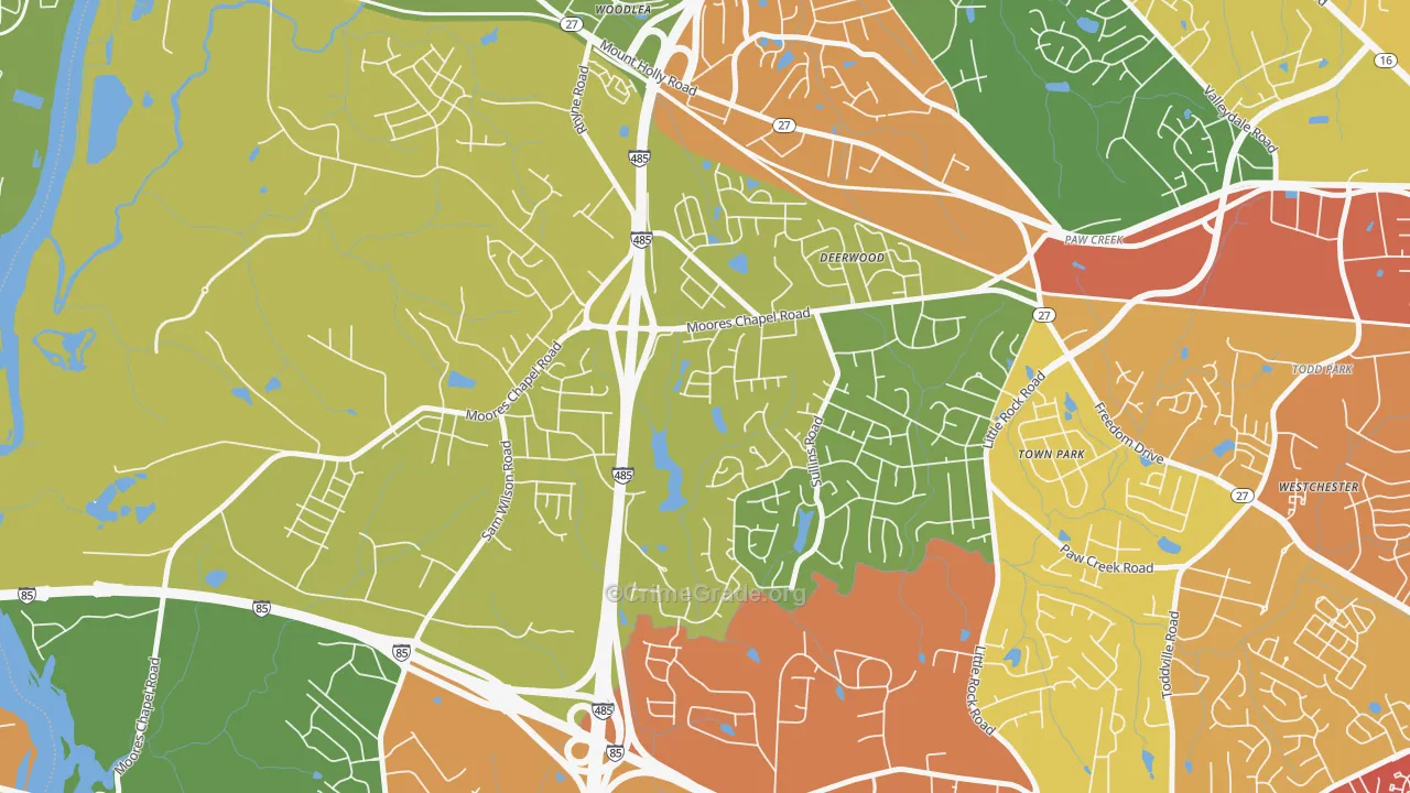 Wildwood, Charlotte, NC Map of Vandalism Rates