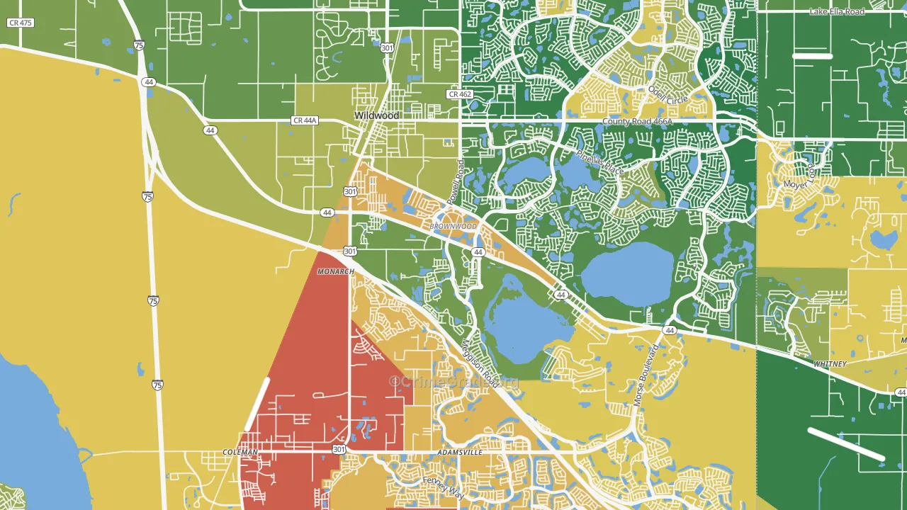 Wildwood, FL Map of Vandalism Rates