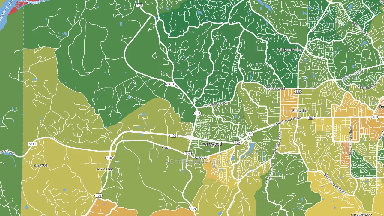 Wildwood, MO Map of Vandalism Rates