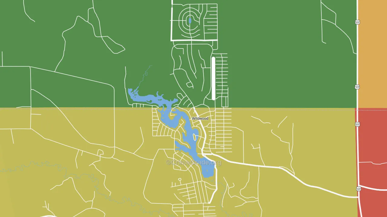 Wildwood, TX Map of Vandalism Rates