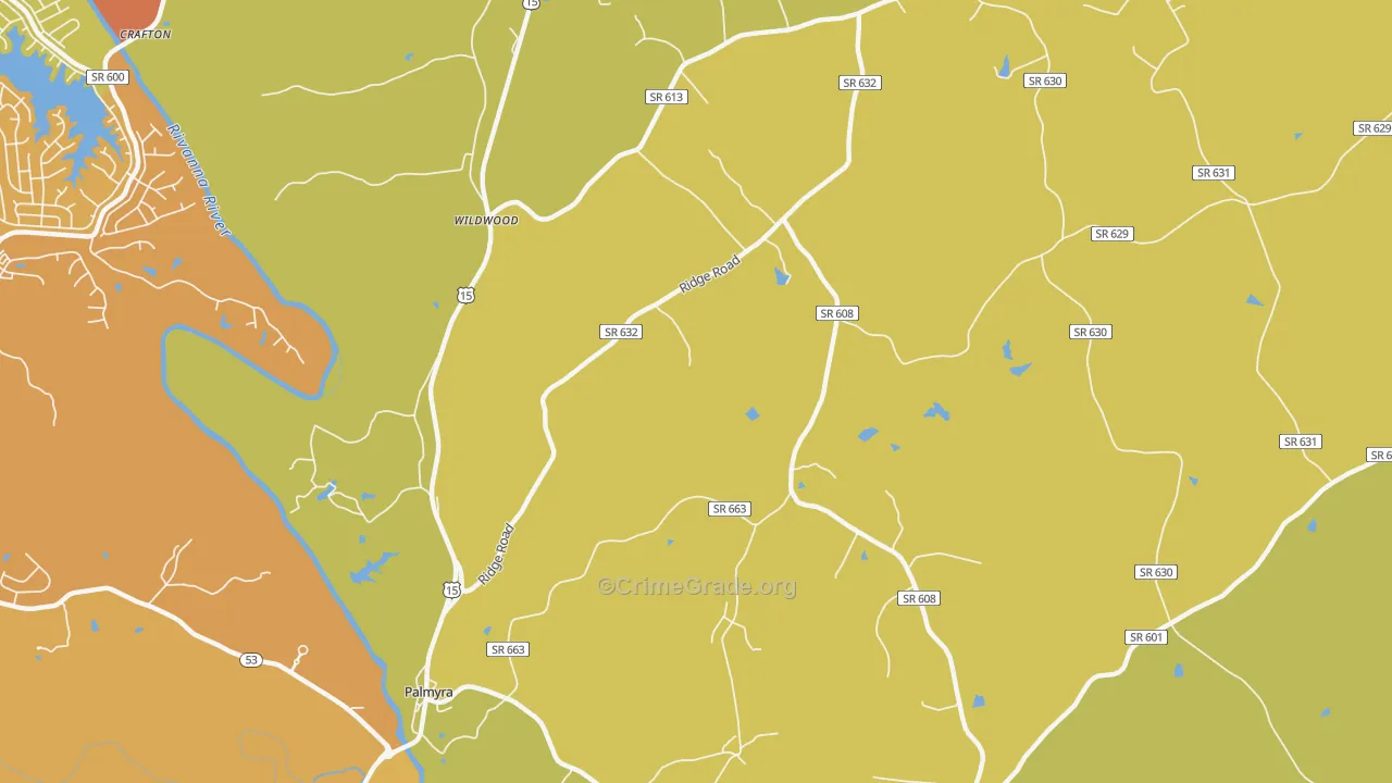 Wildwood, VA Map of Vandalism Rates