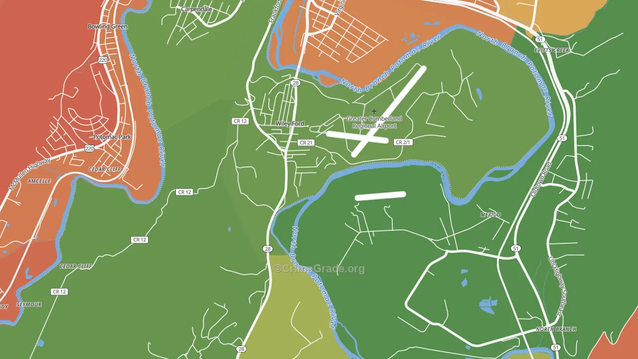 Wiley Ford, WV Map of Vandalism Rates
