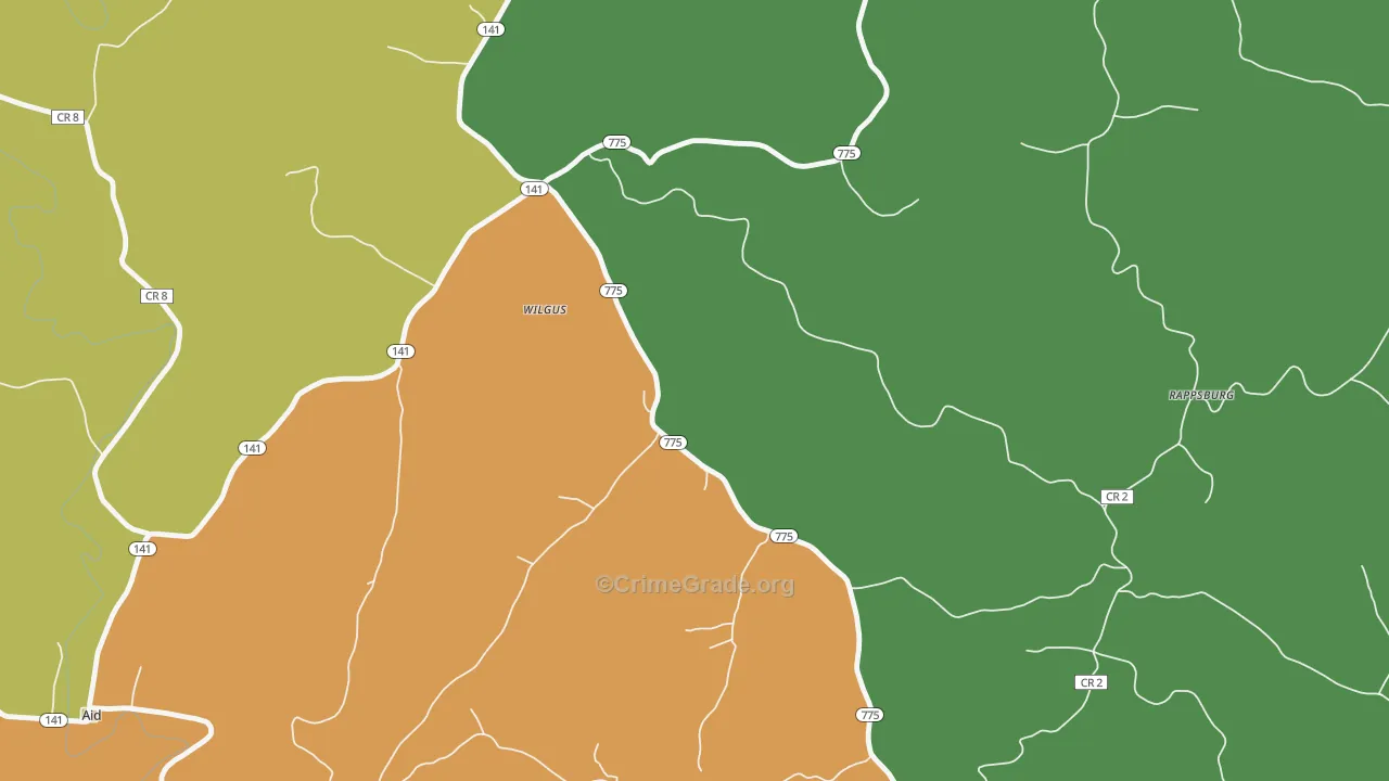 Wilgus, OH Map of Vandalism Rates