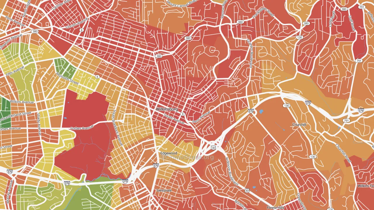 Wilkinsburg, PA Map of Vandalism Rates