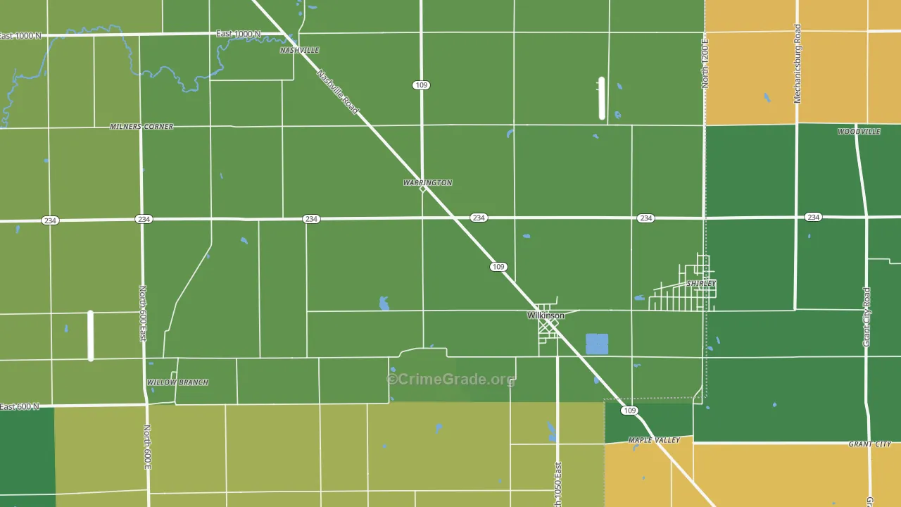 Wilkinson, IN Map of Vandalism Rates