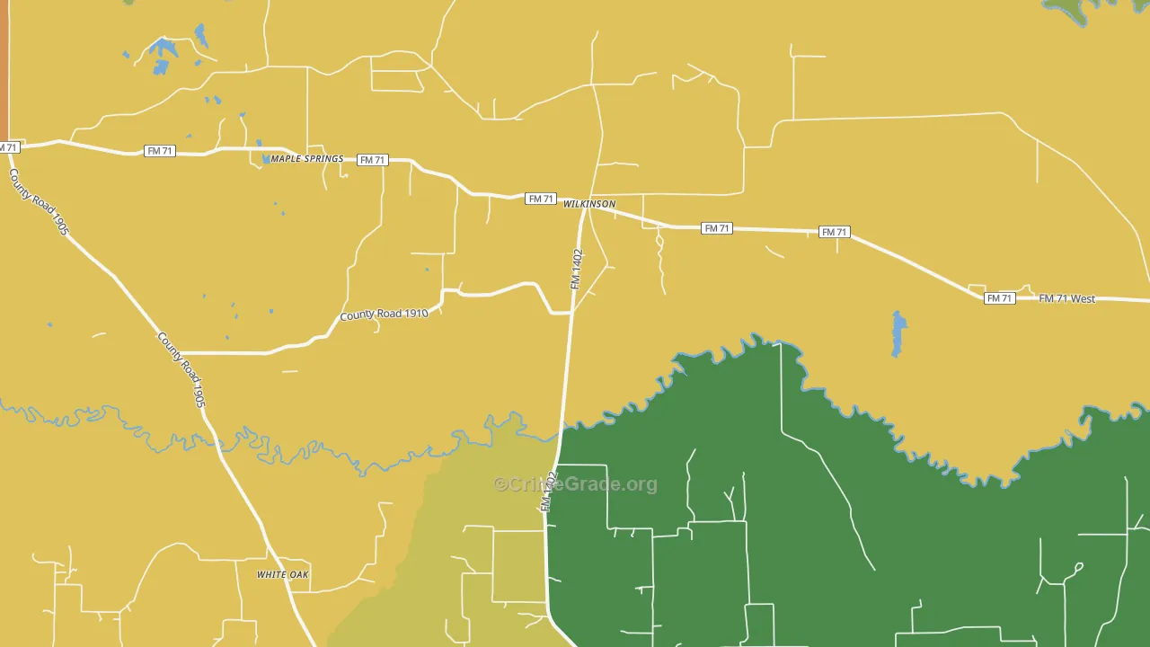 Wilkinson, TX Map of Vandalism Rates