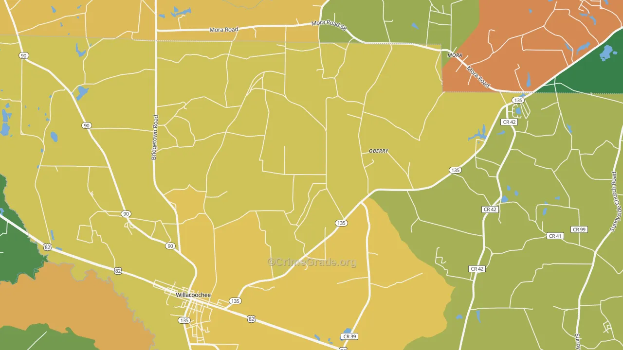 Willacoochee, GA Map of Vandalism Rates