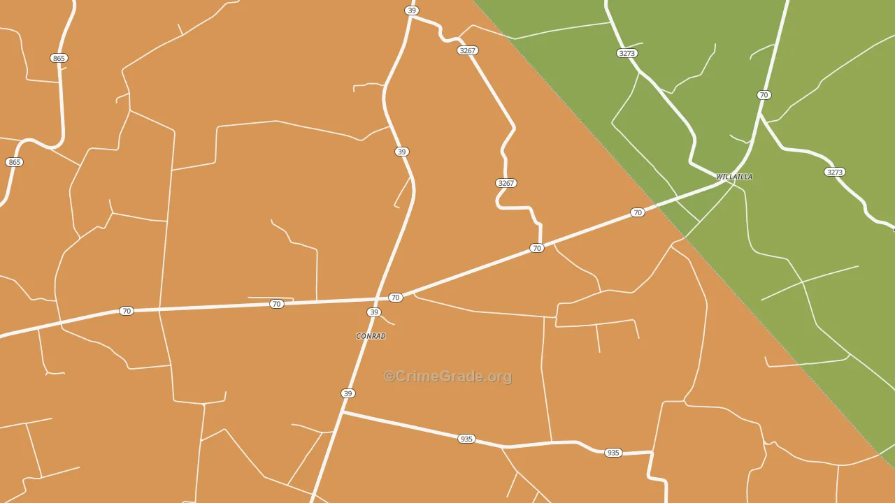 Willailla, KY Map of Vandalism Rates