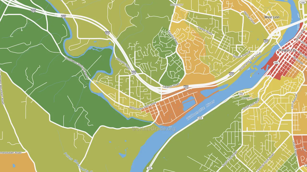 Willamette-West Linn, West Linn, OR Map of Vandalism Rates