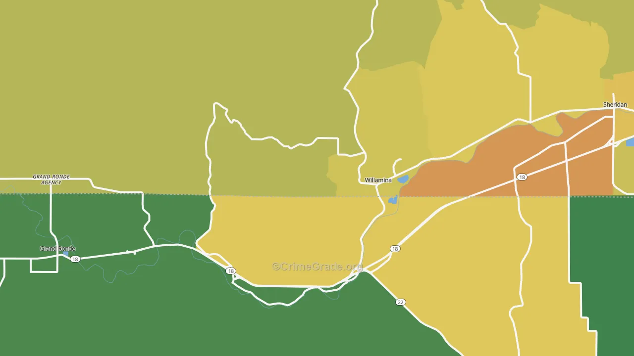 Willamina, OR Map of Vandalism Rates