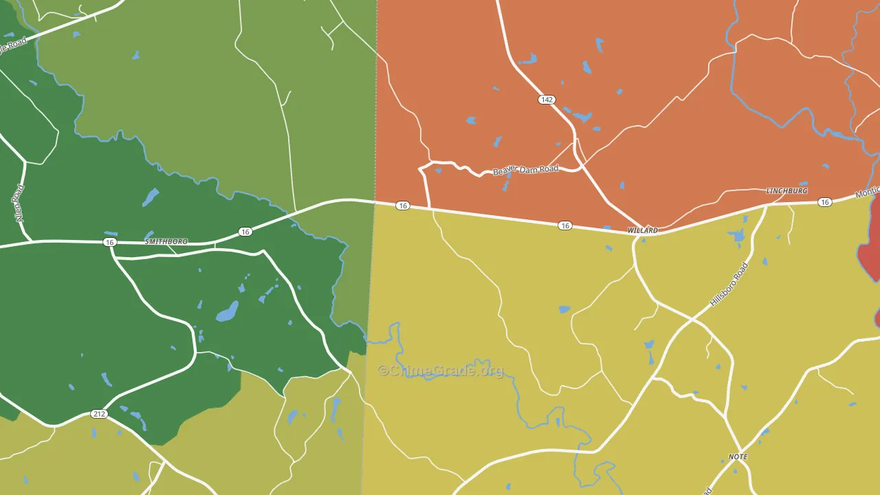 Willard, GA Map of Vandalism Rates