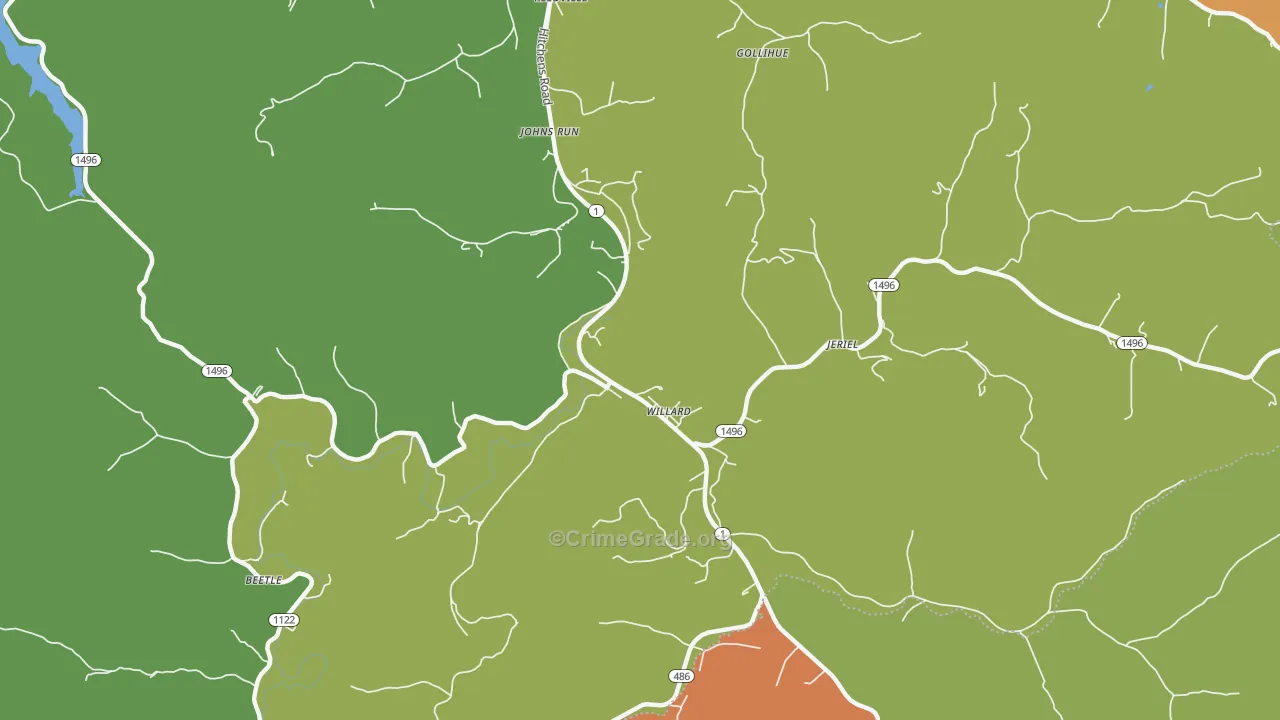 Willard, KY Map of Vandalism Rates
