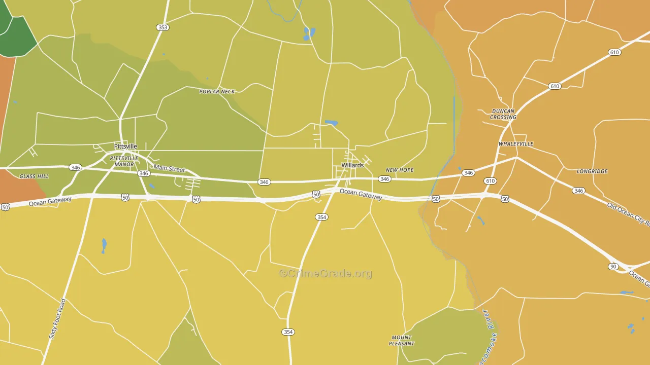 Willards, MD Map of Vandalism Rates