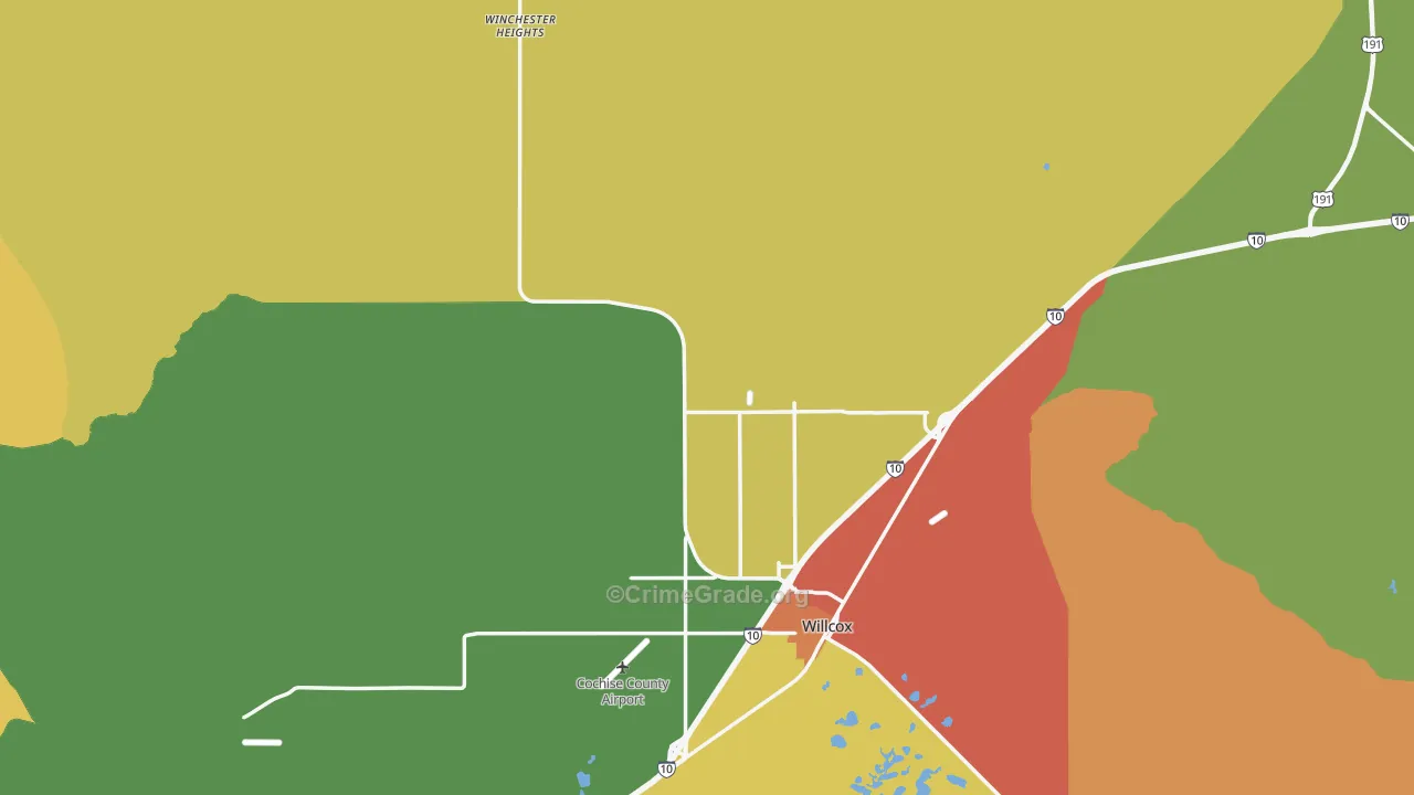 Willcox, AZ Map of Vandalism Rates