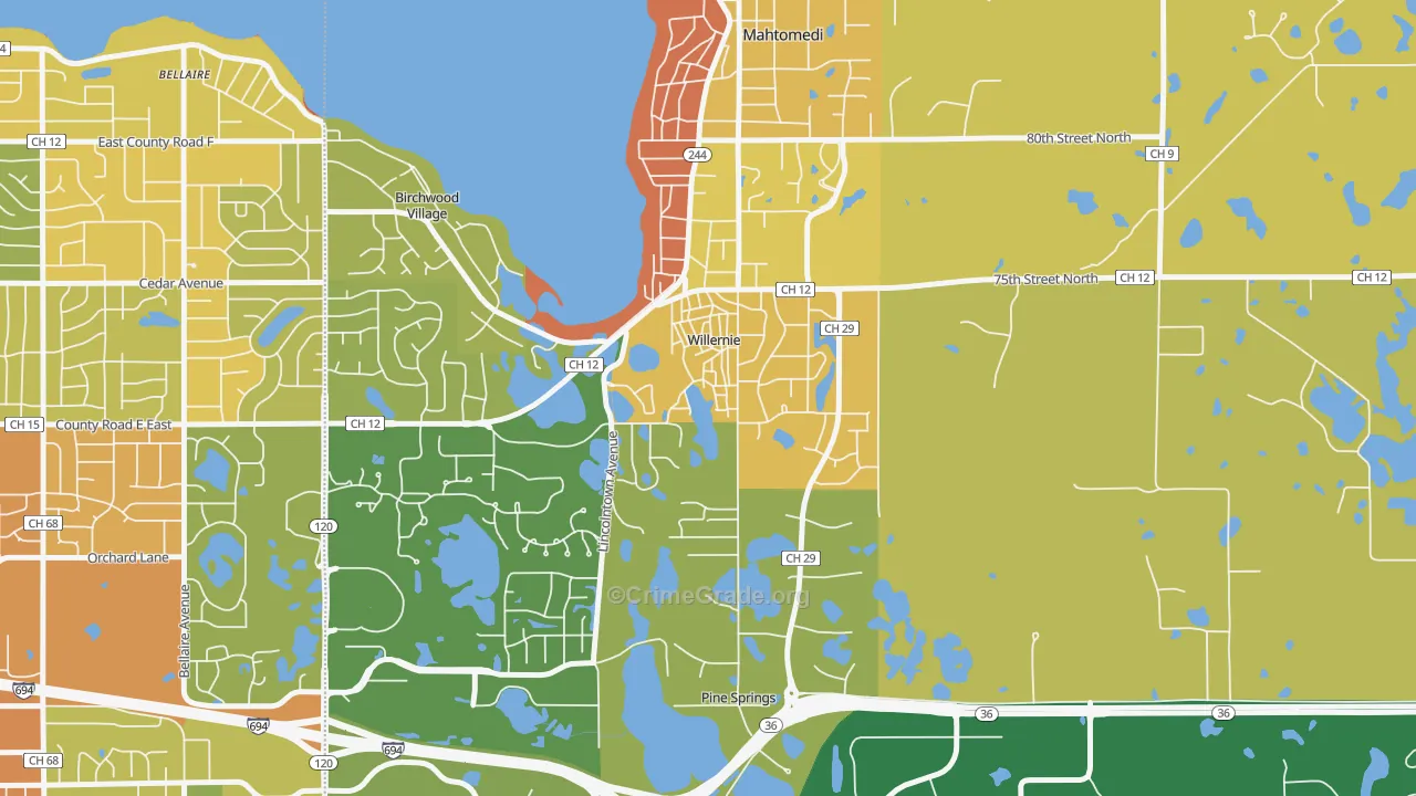 Willernie, MN Map of Vandalism Rates