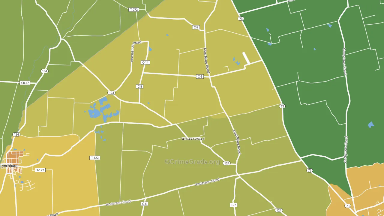 Willettsville, OH Map of Vandalism Rates