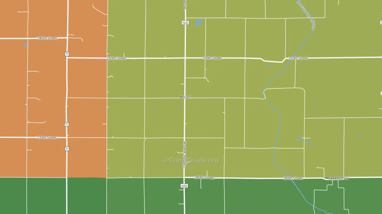 Willey, IA Map of Vandalism Rates
