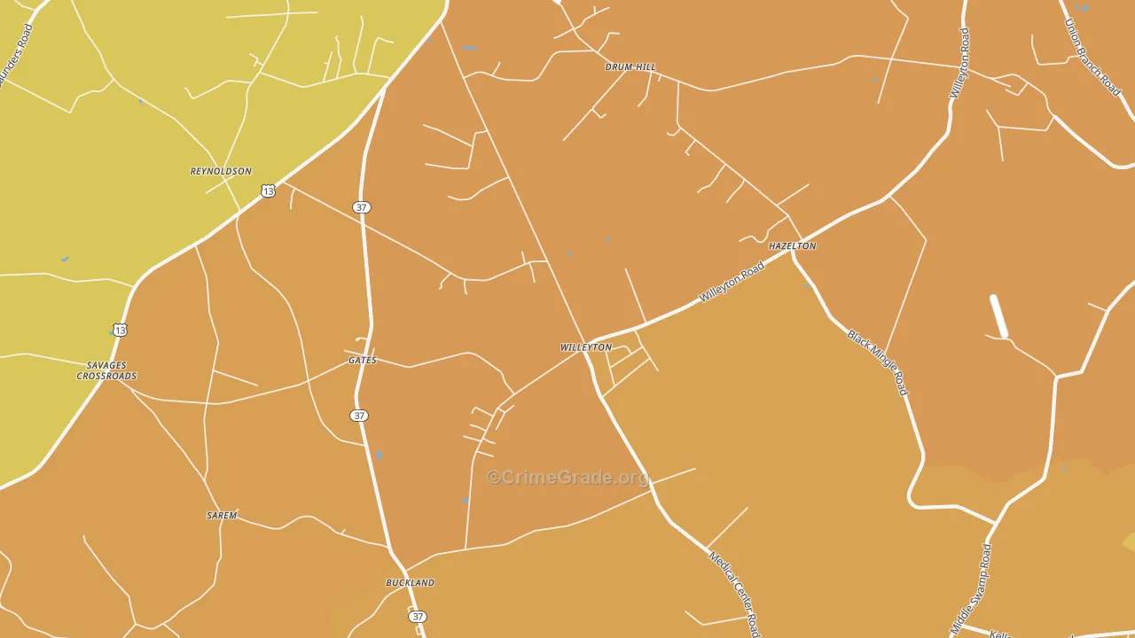 Willeyton, NC Map of Vandalism Rates