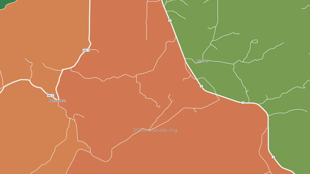 Willhoit, MO Map of Vandalism Rates
