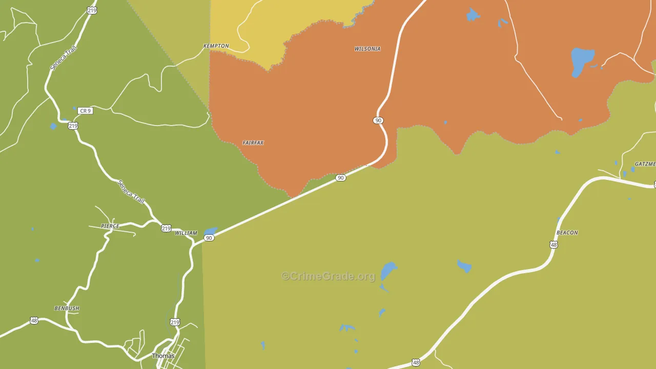 William, WV Map of Vandalism Rates