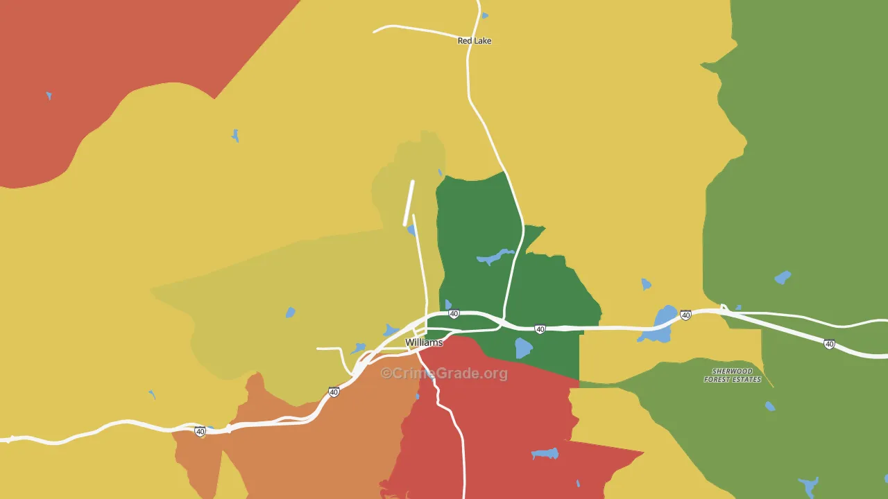 Williams, AZ Map of Vandalism Rates