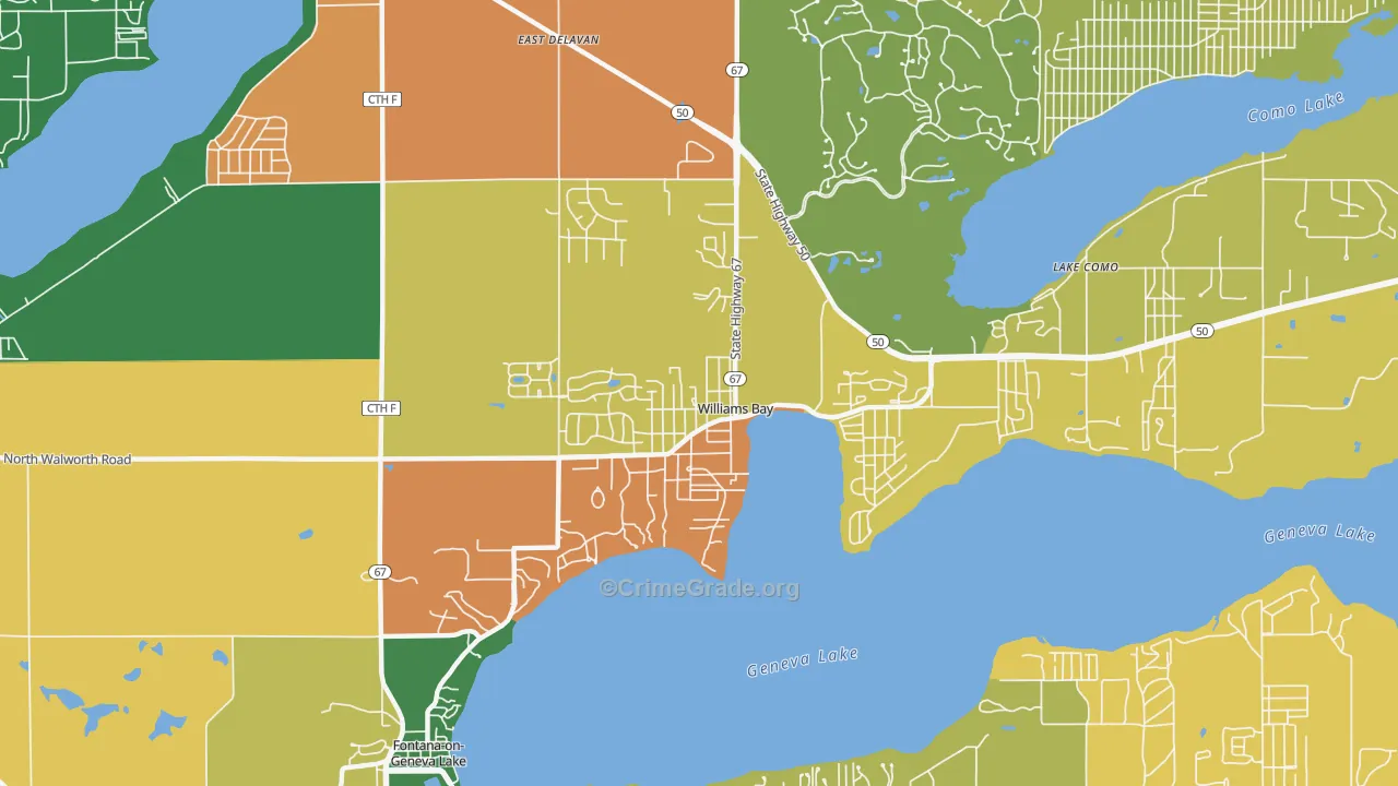Williams Bay, WI Map of Vandalism Rates