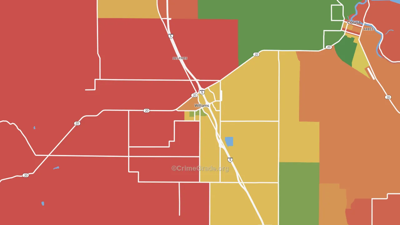 Williams, CA Map of Vandalism Rates