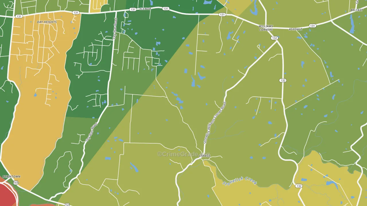 Williams Corner, OH Map of Vandalism Rates