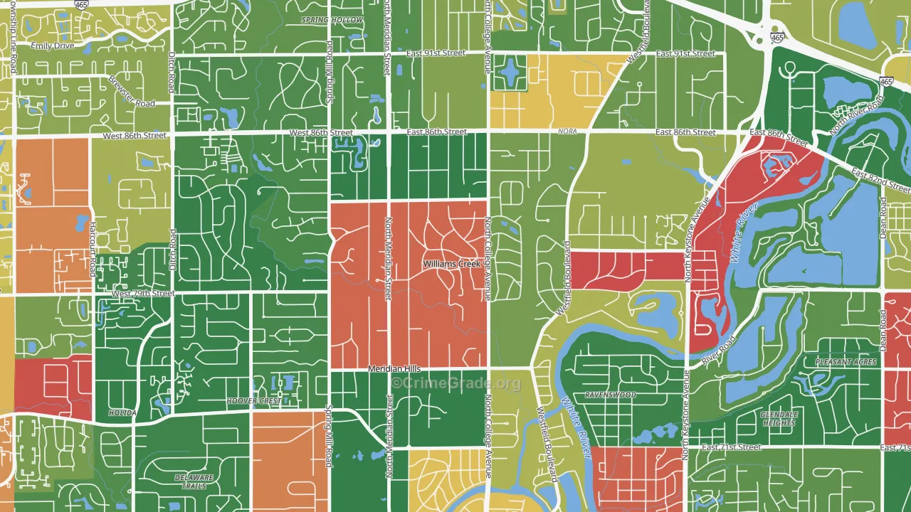 Williams Creek, IN Map of Vandalism Rates