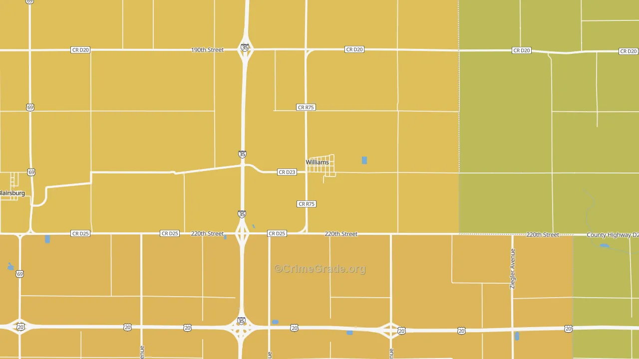 Williams, IA Map of Vandalism Rates