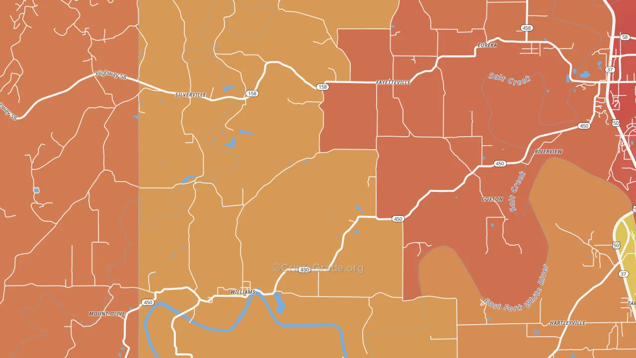 Williams, IN Map of Vandalism Rates