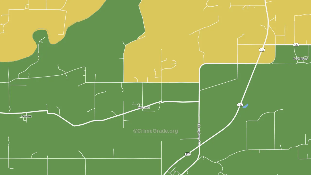 Williams, OK Map of Vandalism Rates