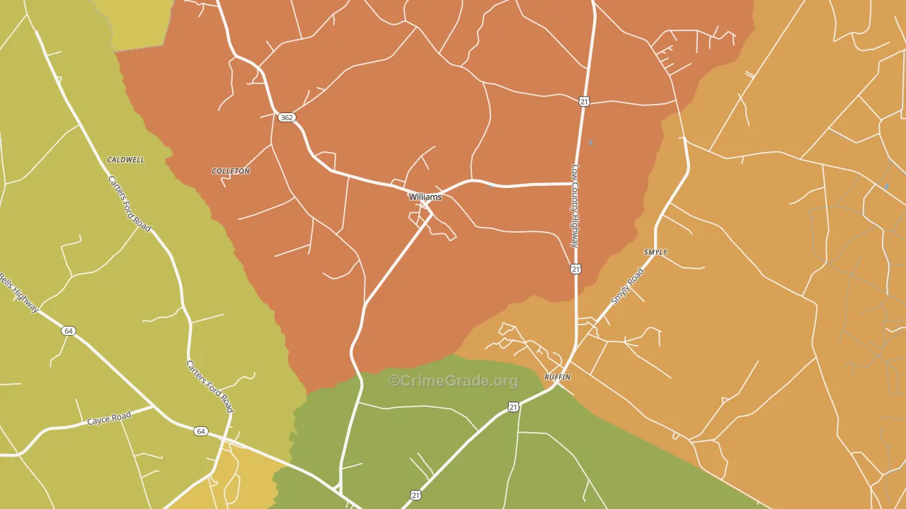 Williams, SC Map of Vandalism Rates