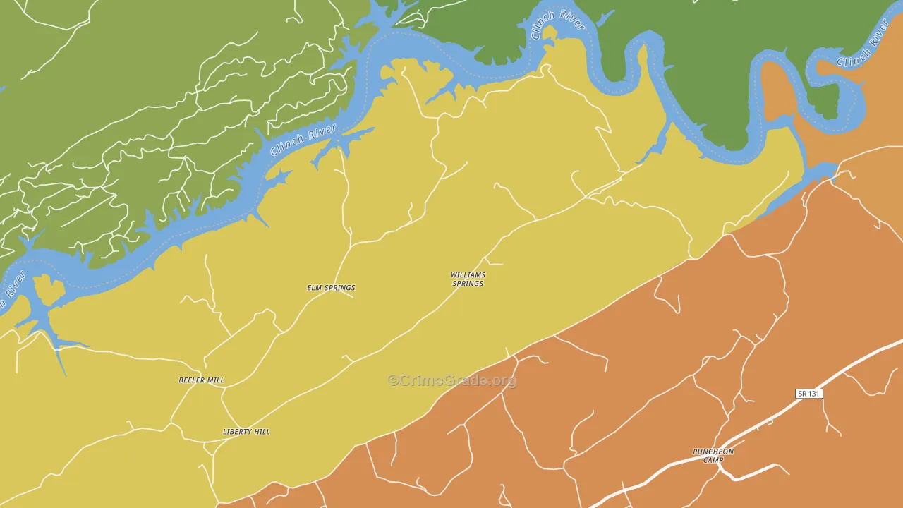 Williams Springs, TN Map of Vandalism Rates