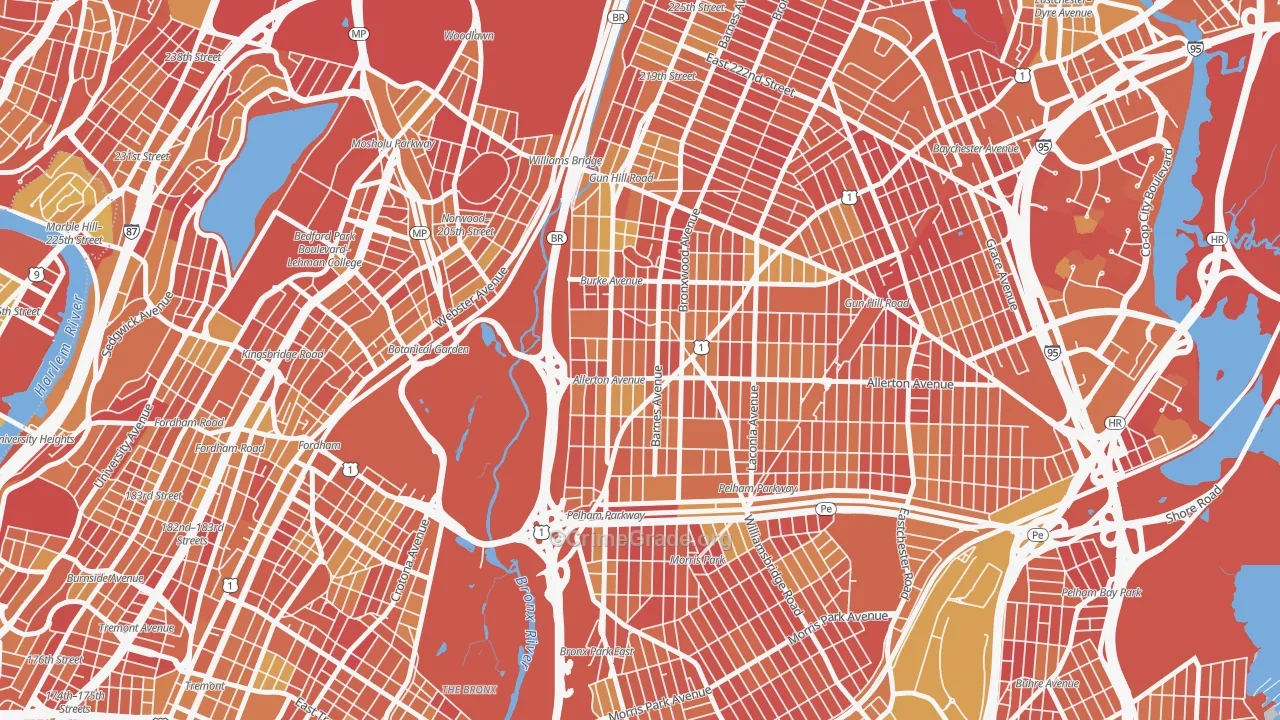 Williamsbridge, Bronx, NY Map of Vandalism Rates