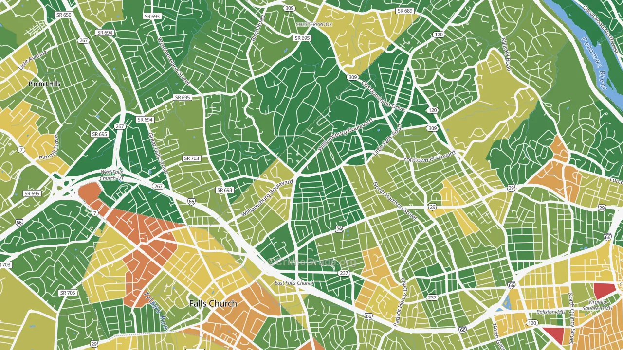 Williamsburg, Arlington, VA Map of Vandalism Rates