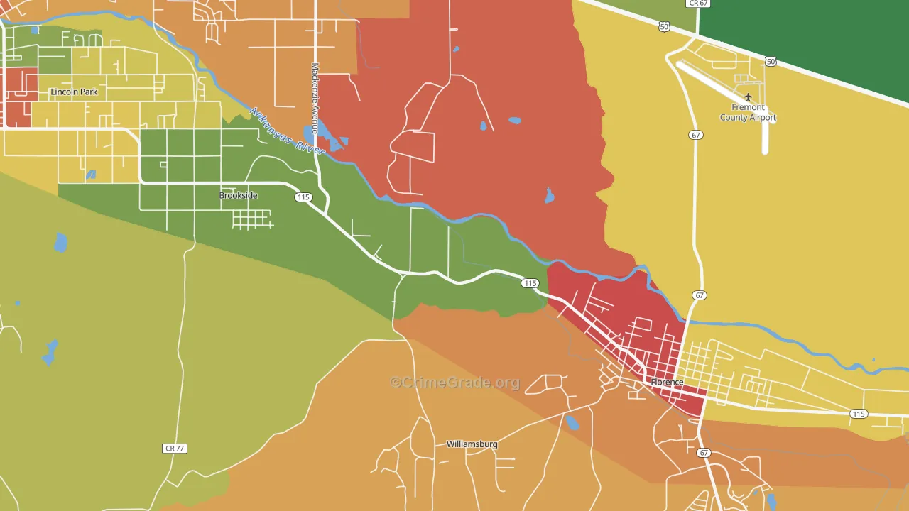 Williamsburg, CO Map of Vandalism Rates