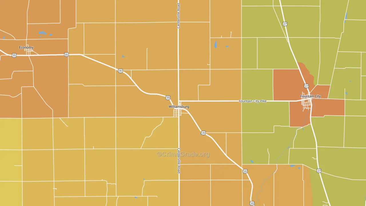 Williamsburg, IN Map of Vandalism Rates