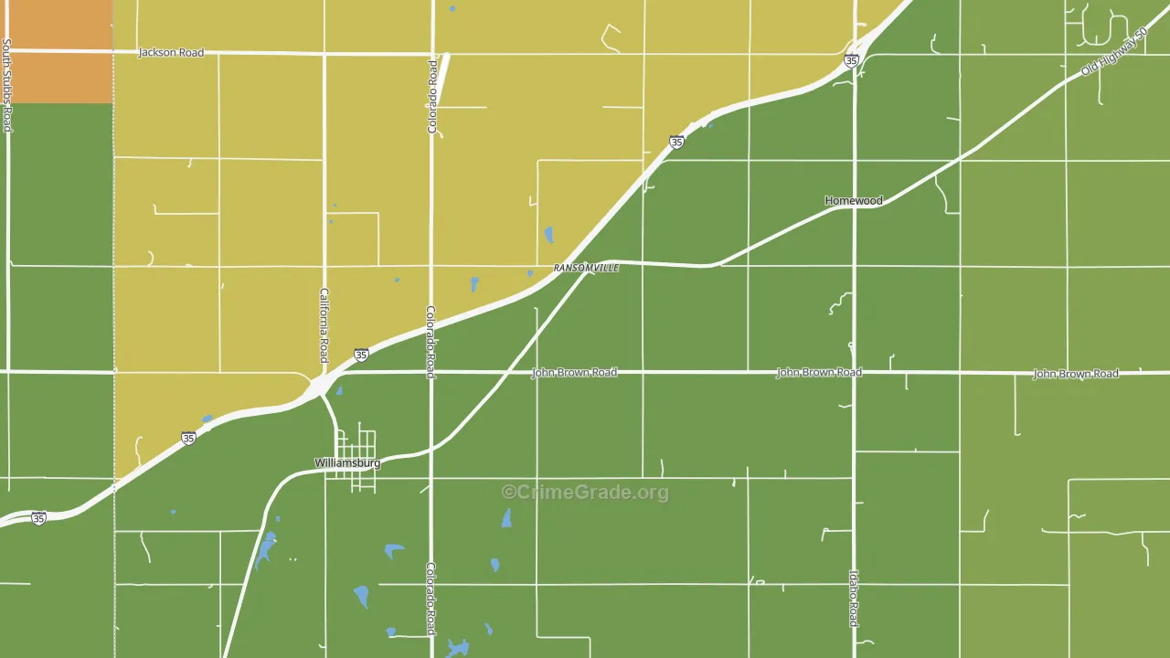 Williamsburg, KS Map of Vandalism Rates