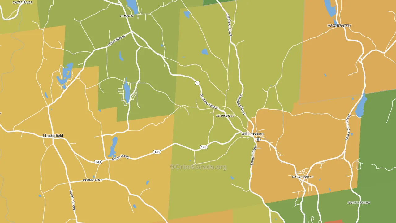 Williamsburg, MA Map of Vandalism Rates