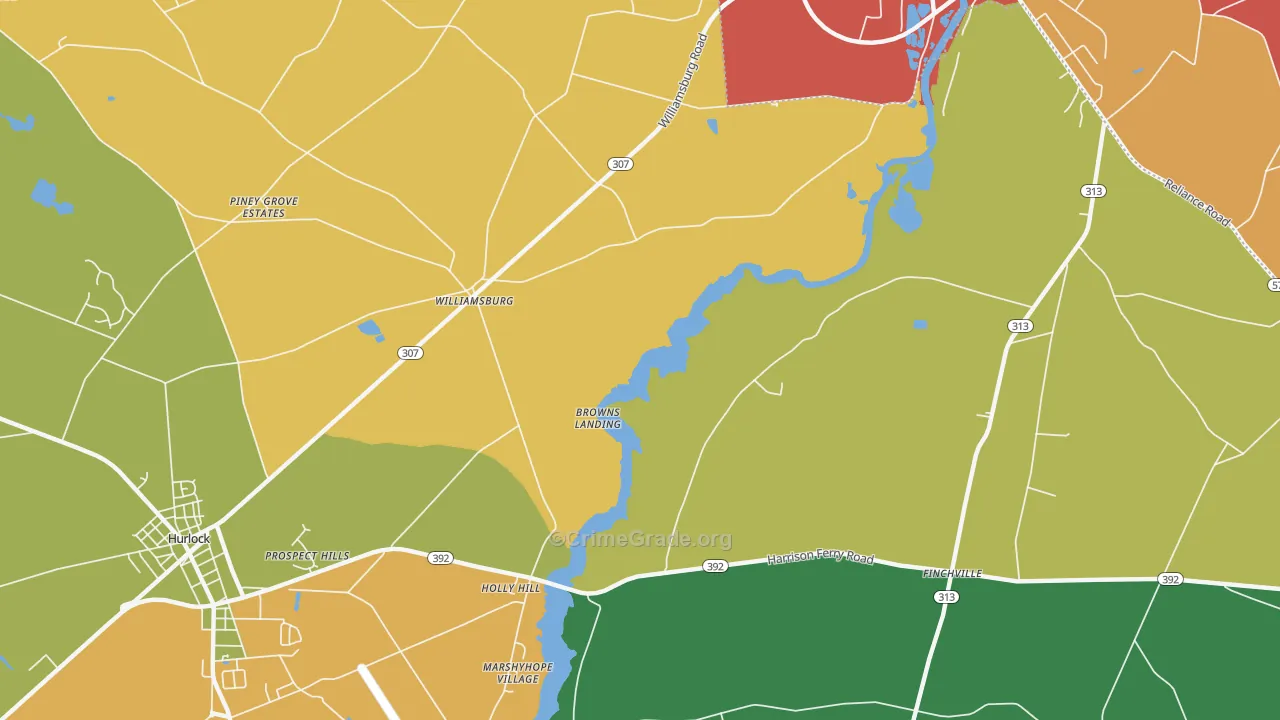 Williamsburg, MD Map of Vandalism Rates