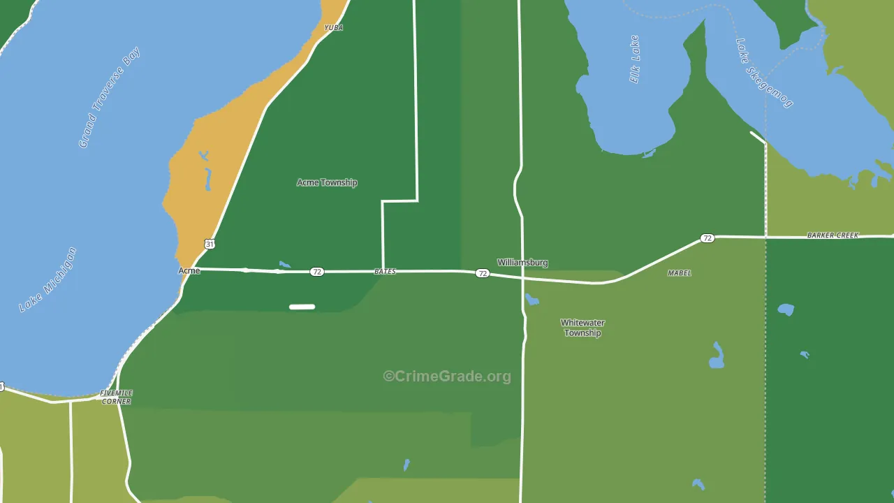 Williamsburg, MI Map of Vandalism Rates