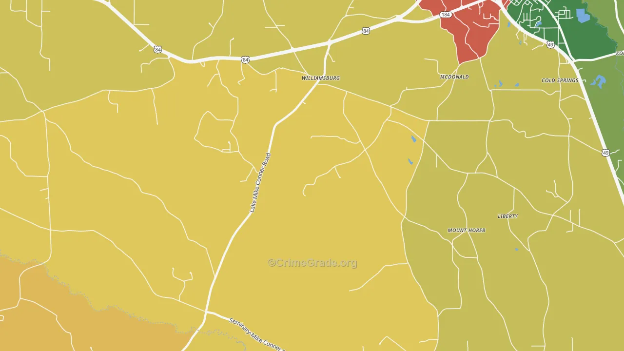 Williamsburg, MS Map of Vandalism Rates