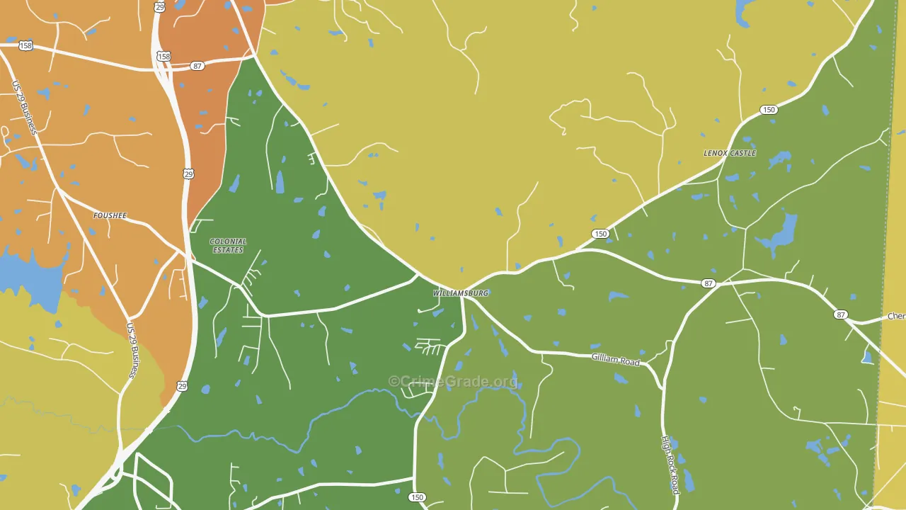 Williamsburg, NC Map of Vandalism Rates