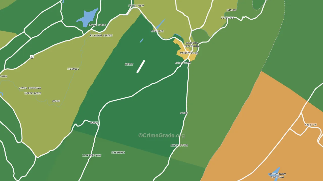 Williamsburg, PA Map of Vandalism Rates