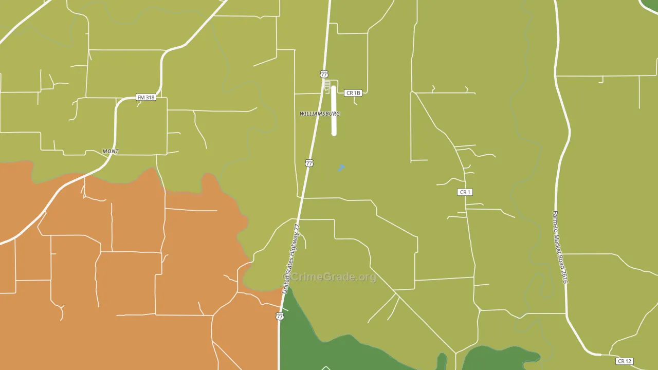 Williamsburg, TX Map of Vandalism Rates