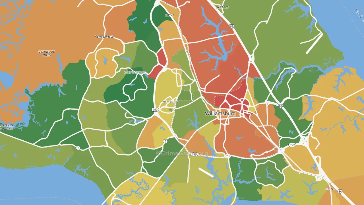 Williamsburg, VA Map of Vandalism Rates