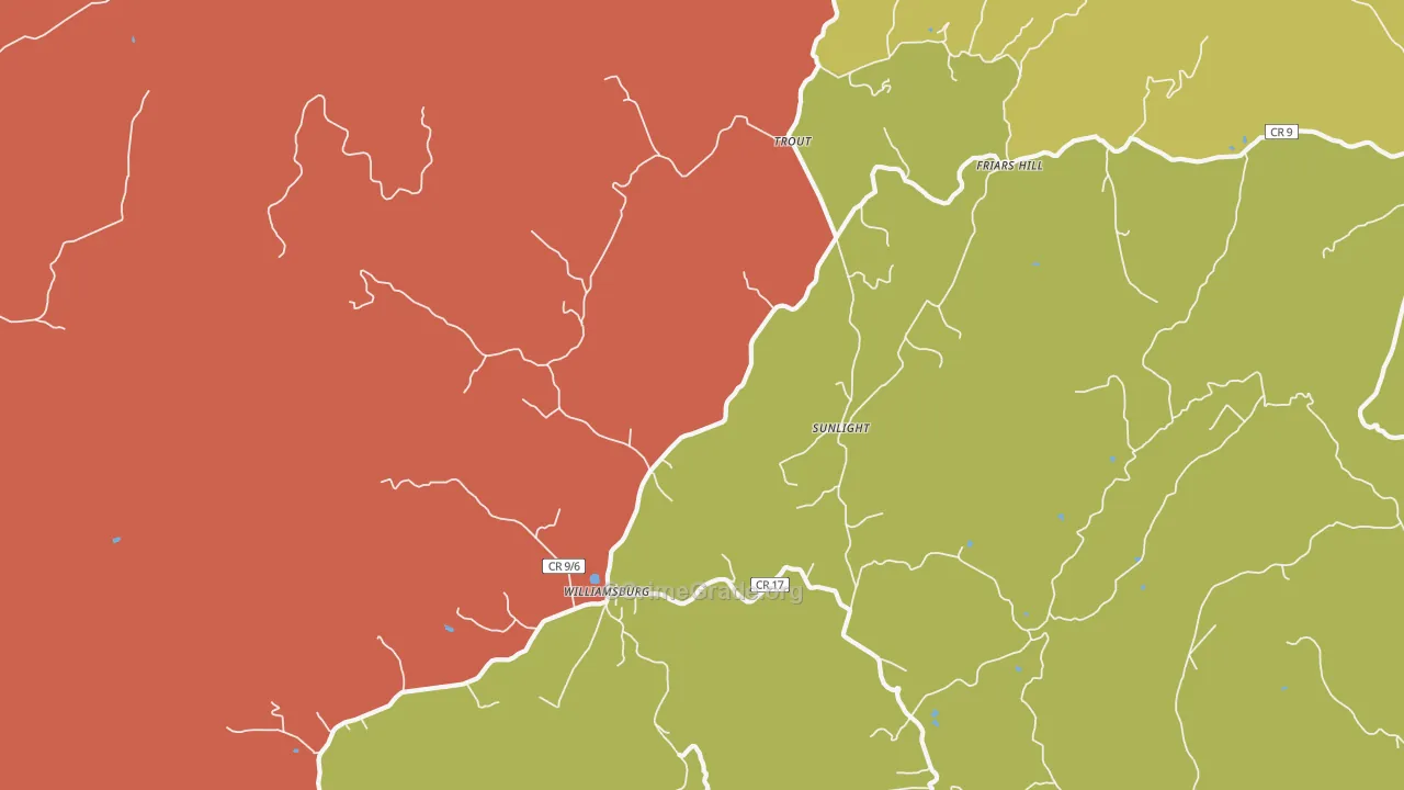 Williamsburg, WV Map of Vandalism Rates